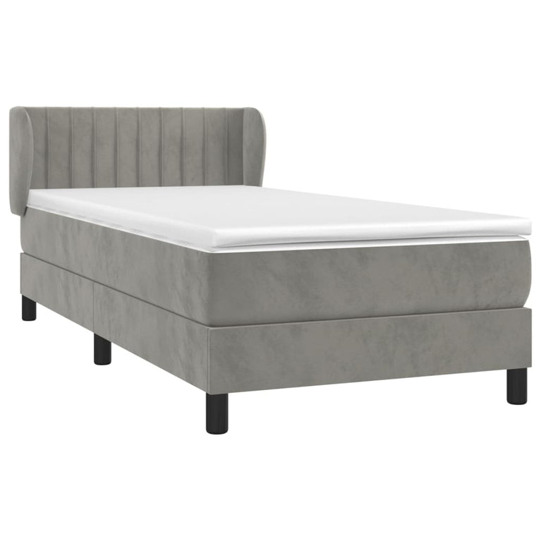 Boxspring met matras fluweel lichtgrijs 90x200 cm