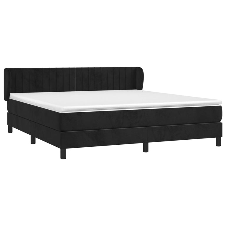 Boxspring met matras fluweel zwart 180x200 cm