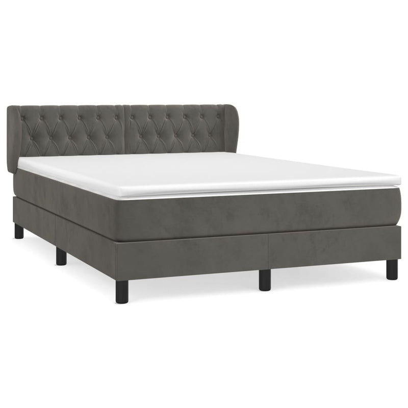 Boxspring met matras fluweel donkergrijs 140x200 cm