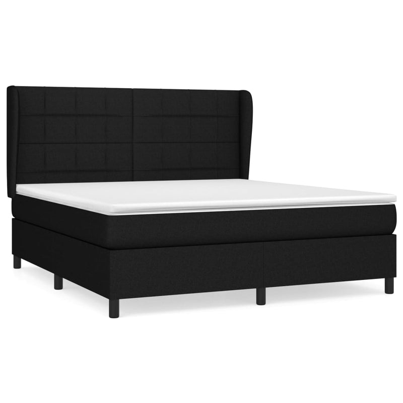 Boxspring met matras stof zwart 160x200 cm