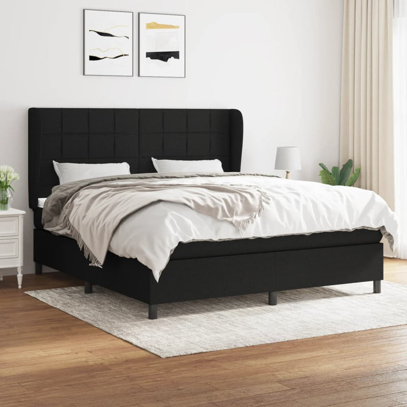 Boxspring met matras stof zwart 160x200 cm