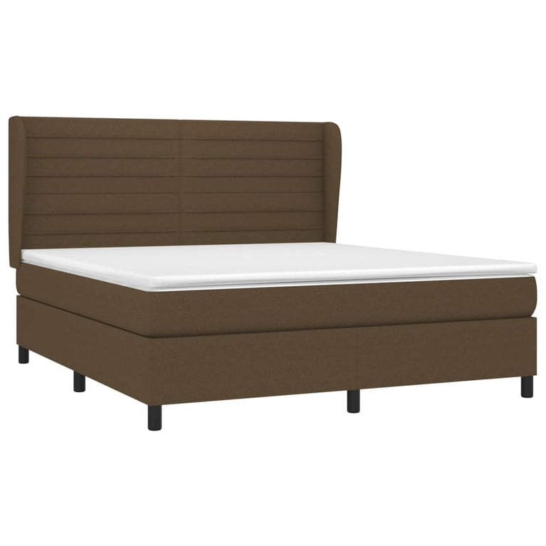 Boxspring met matras stof donkerbruin 180x200 cm