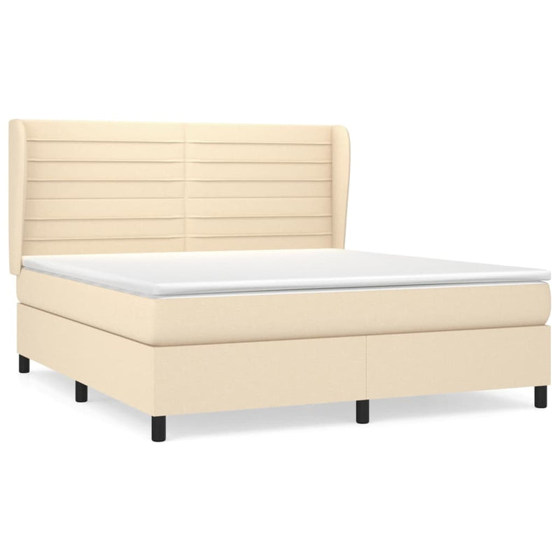 Boxspring met matras stof crèmekleurig 180x200 cm