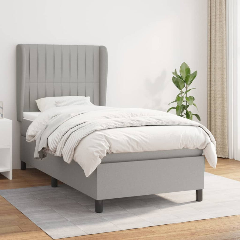Boxspring met matras stof lichtgrijs 80x200 cm