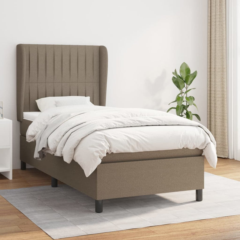 Boxspring met matras stof taupe 100x200 cm
