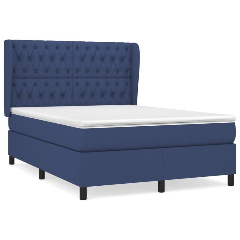 Boxspring met matras stof blauw 140x190 cm