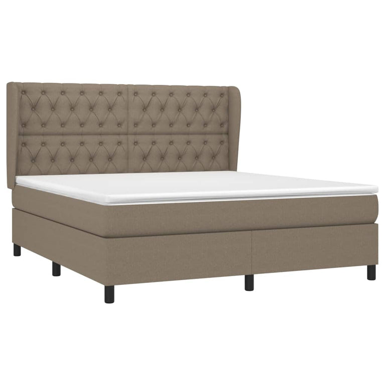 Boxspring met matras stof taupe 160x200 cm