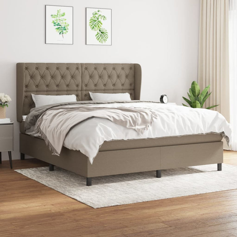 Boxspring met matras stof taupe 160x200 cm