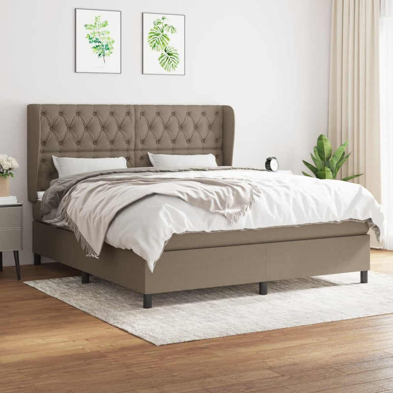 Boxspring met matras stof taupe 160x200 cm