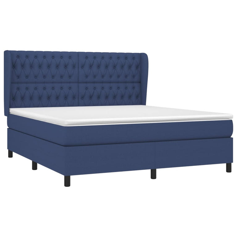 Boxspring met matras stof blauw 180x200 cm