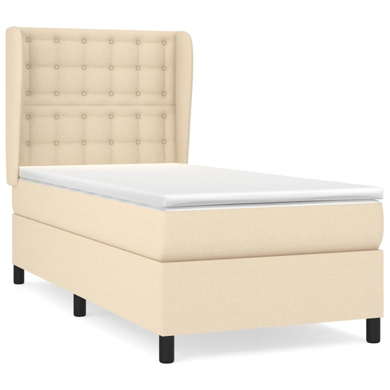 Boxspring met matras stof crèmekleurig 100x200 cm