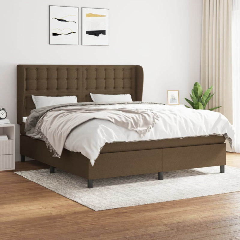 Boxspring met matras stof donkerbruin 180x200 cm