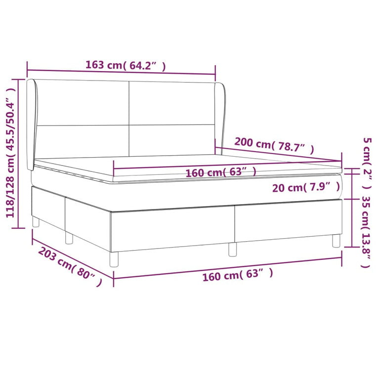 Boxspring met matras stof donkerbruin 160x200 cm