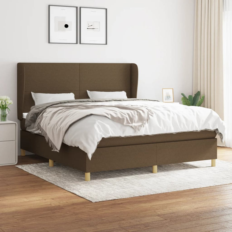 Boxspring met matras stof donkerbruin 160x200 cm