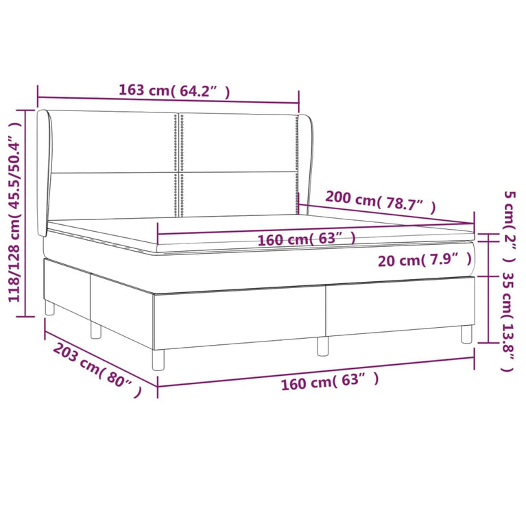 Boxspring met matras stof donkerbruin 160x200 cm
