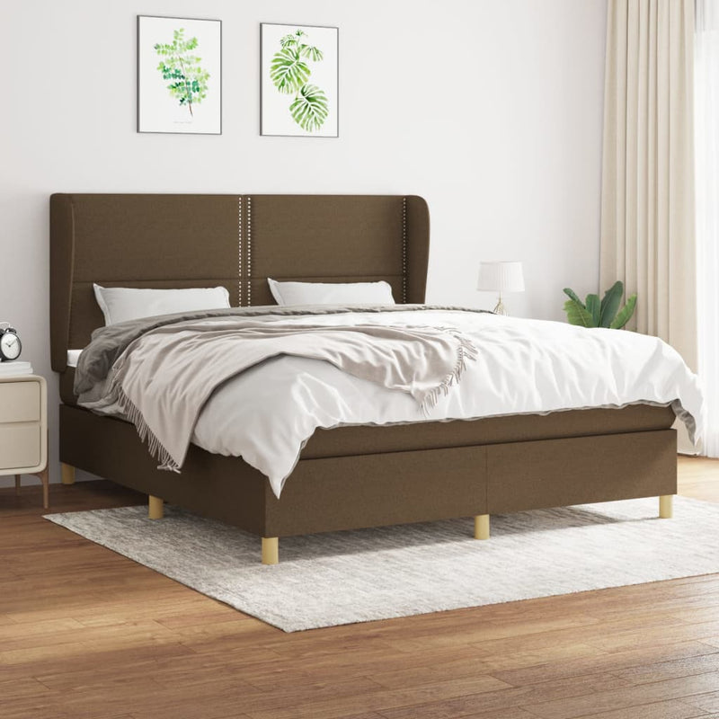Boxspring met matras stof donkerbruin 160x200 cm