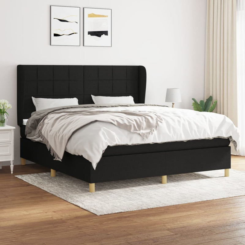 Boxspring met matras stof zwart 160x200 cm