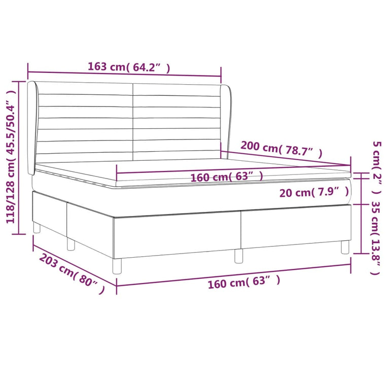 Boxspring met matras stof donkerbruin 160x200 cm