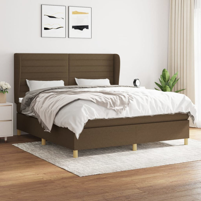 Boxspring met matras stof donkerbruin 160x200 cm