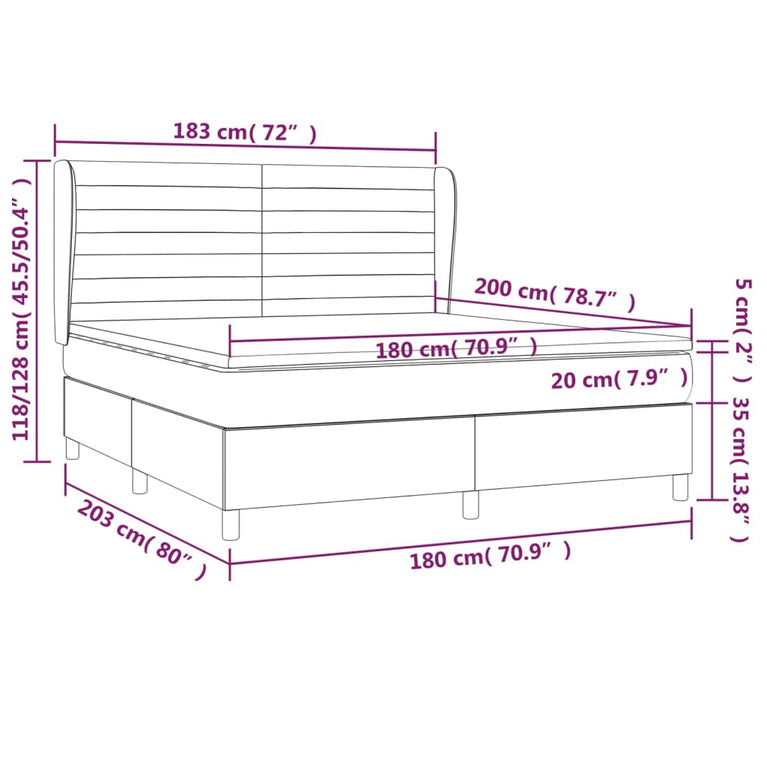Boxspring met matras stof donkerbruin 180x200 cm