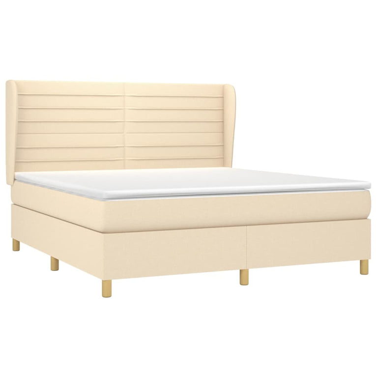 Boxspring met matras stof crèmekleurig 180x200 cm