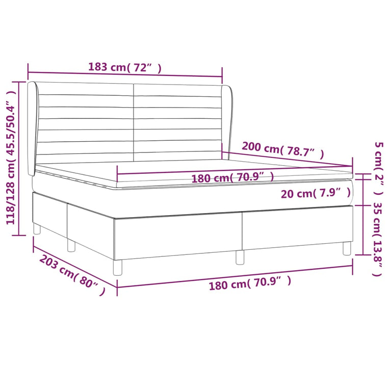 Boxspring met matras stof crèmekleurig 180x200 cm