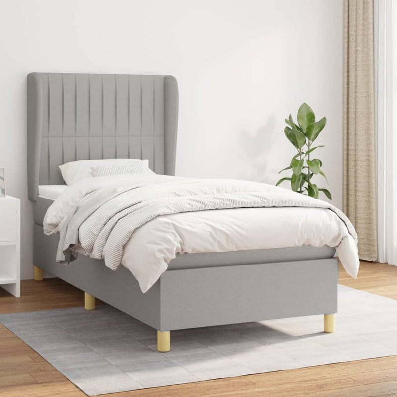 Boxspring met matras stof lichtgrijs 80x200 cm