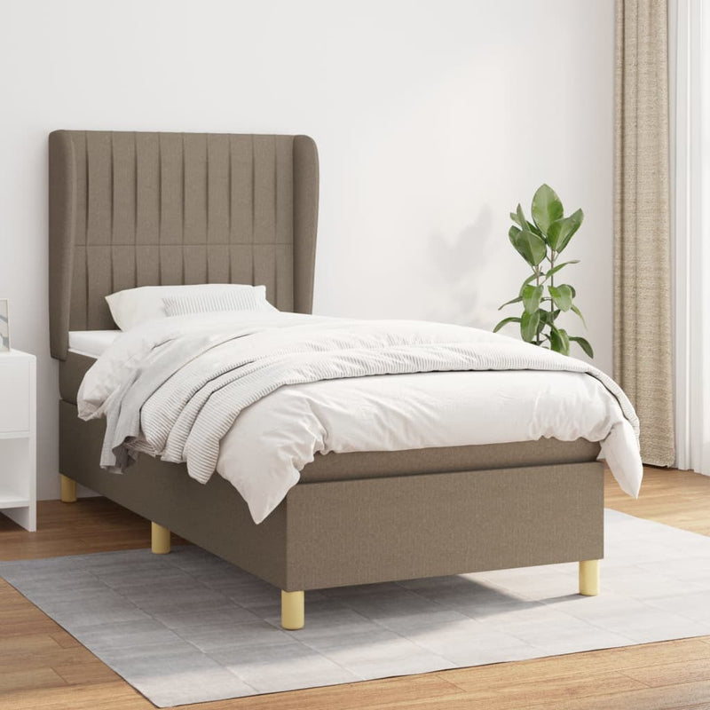 Boxspring met matras stof taupe 100x200 cm
