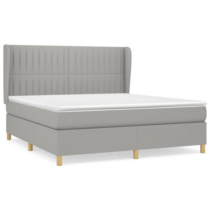 Boxspring met matras stof lichtgrijs 160x200 cm