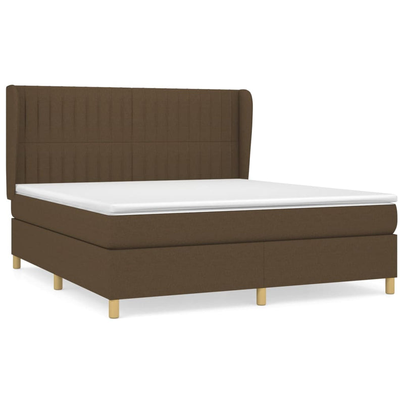 Boxspring met matras stof donkerbruin 160x200 cm