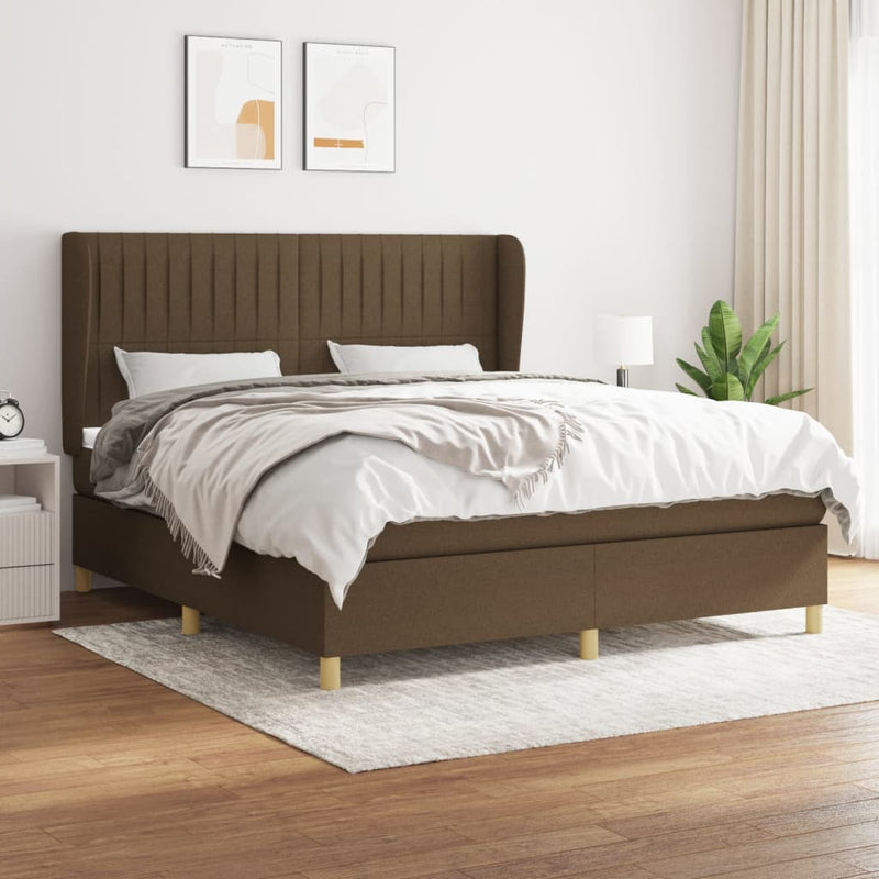 Boxspring met matras stof donkerbruin 160x200 cm
