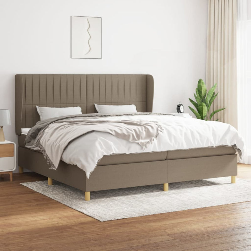 Boxspring met matras stof taupe 200x200 cm