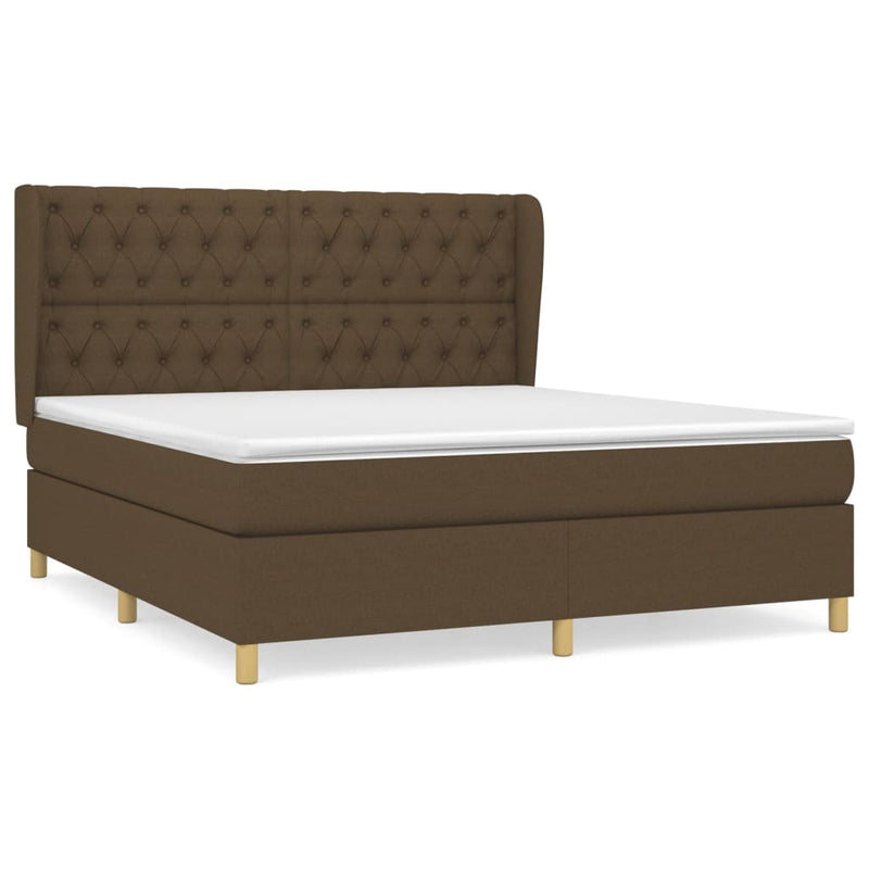 Boxspring met matras stof donkerbruin 160x200 cm