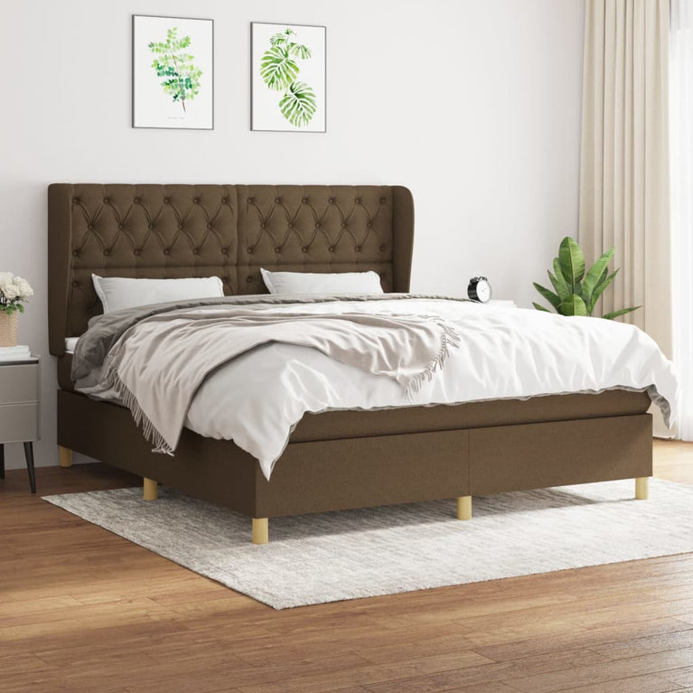 Boxspring met matras stof donkerbruin 160x200 cm