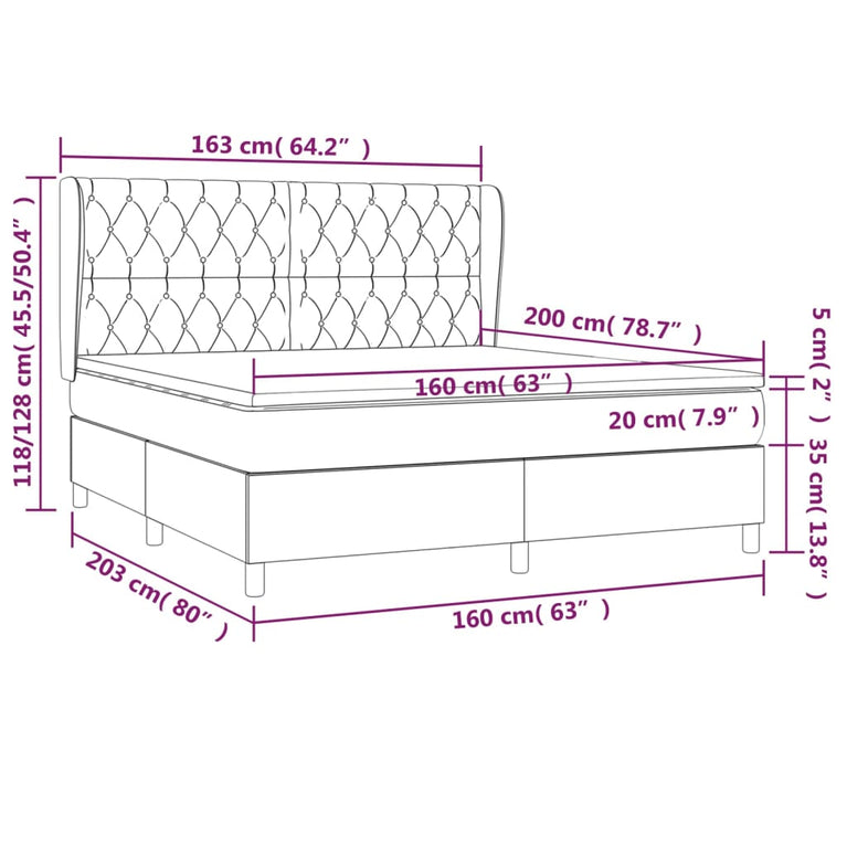 Boxspring met matras stof taupe 160x200 cm