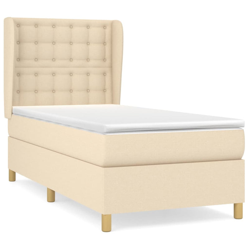 Boxspring met matras stof crèmekleurig 100x200 cm