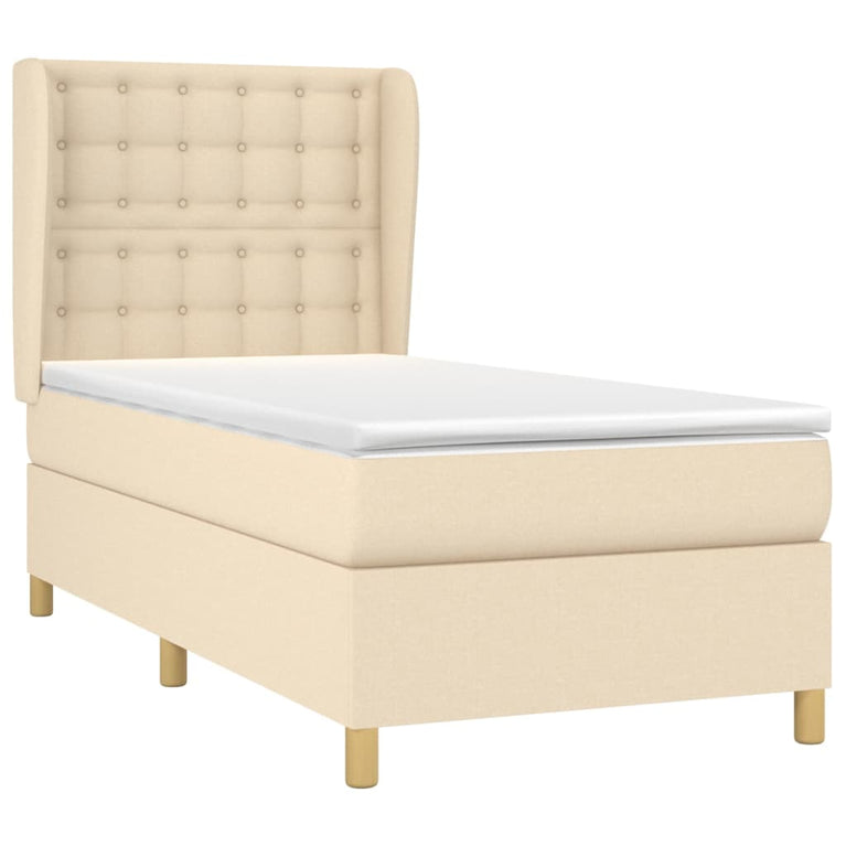 Boxspring met matras stof crèmekleurig 100x200 cm