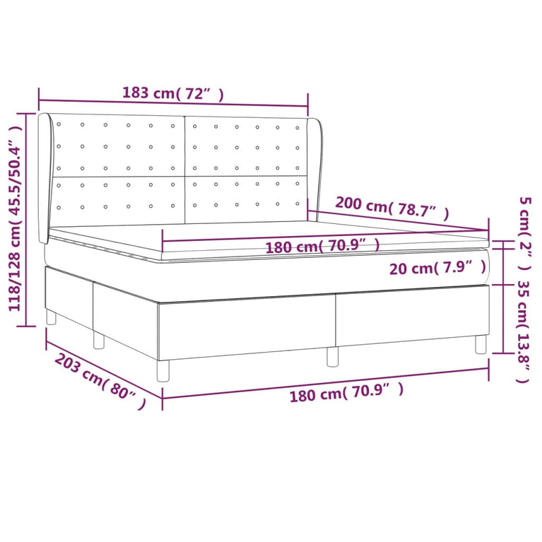 Boxspring met matras stof donkerbruin 180x200 cm