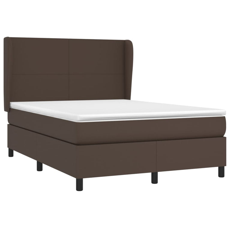 Boxspring met matras kunstleer bruin 140x190 cm