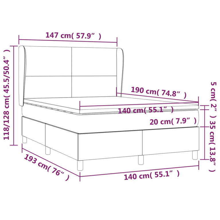 Boxspring met matras kunstleer bruin 140x190 cm