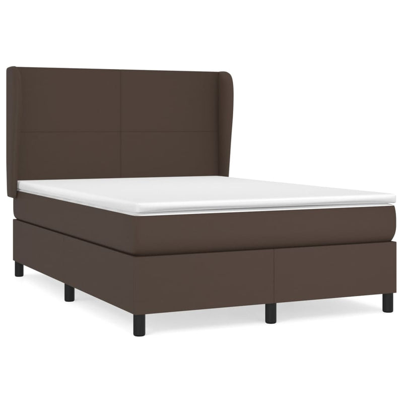Boxspring met matras kunstleer bruin 140x200 cm