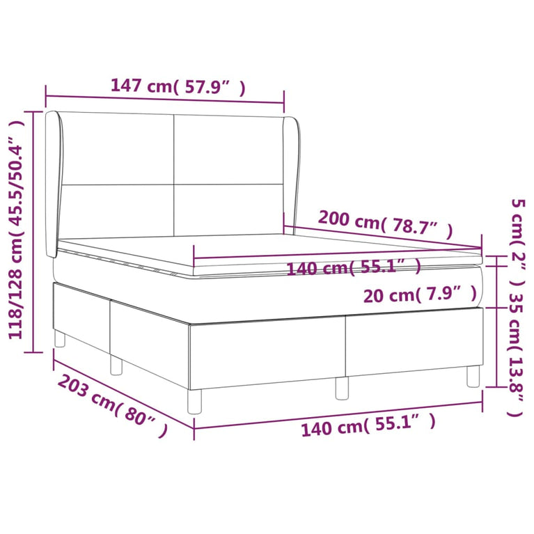 Boxspring met matras kunstleer bruin 140x200 cm