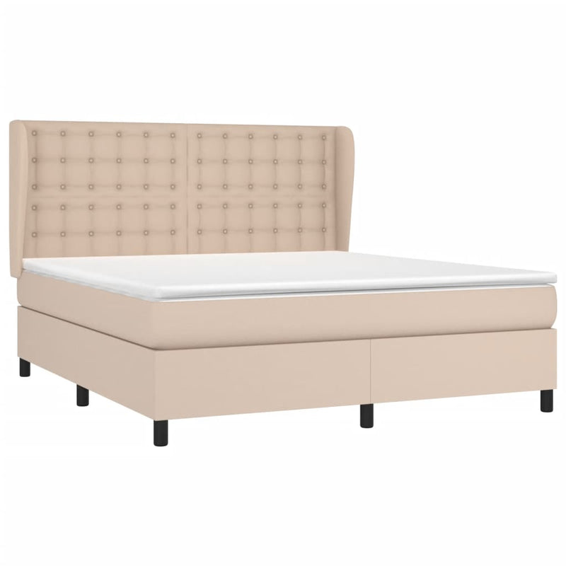 Boxspring met matras kunstleer cappuccinokleurig 160x200 cm