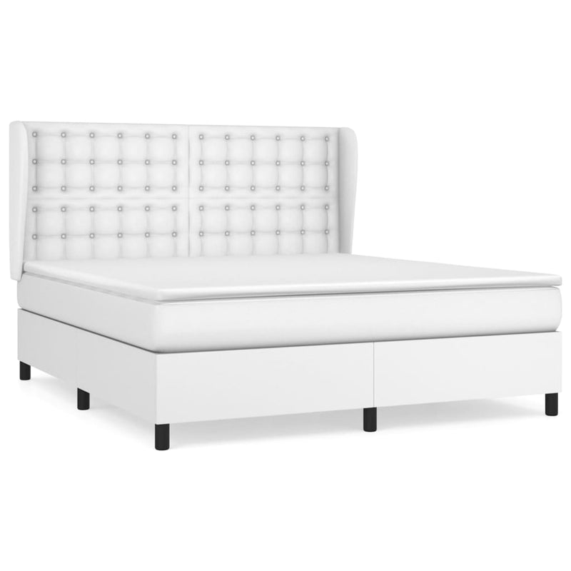 Boxspring met matras kunstleer wit 180x200 cm