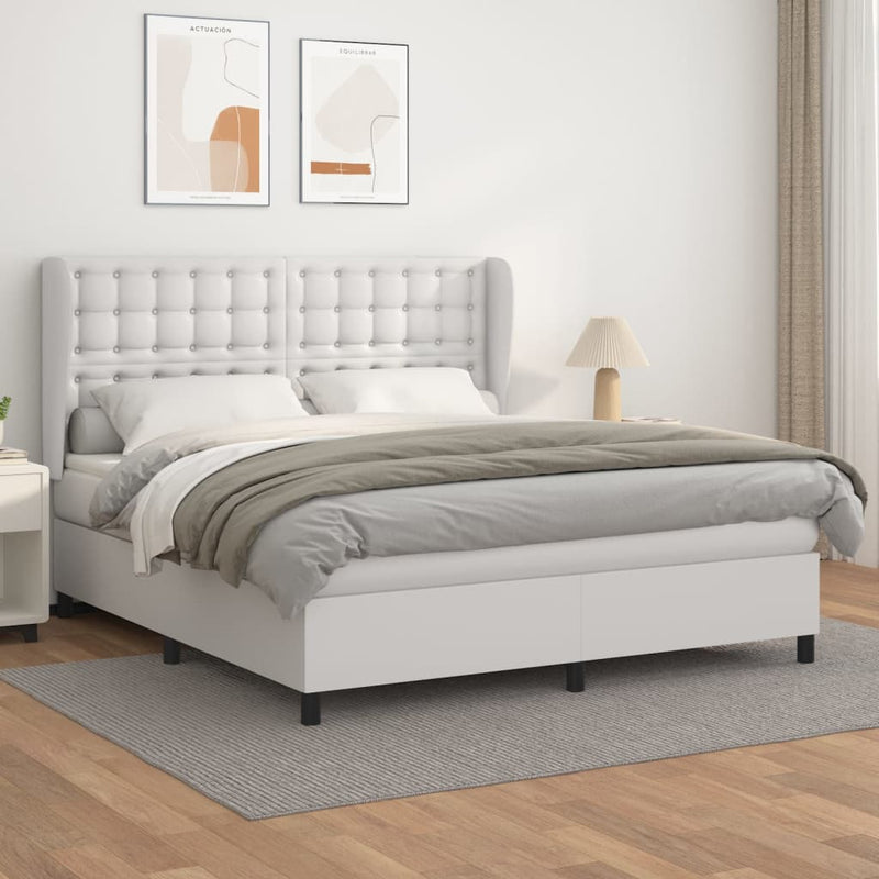 Boxspring met matras kunstleer wit 180x200 cm