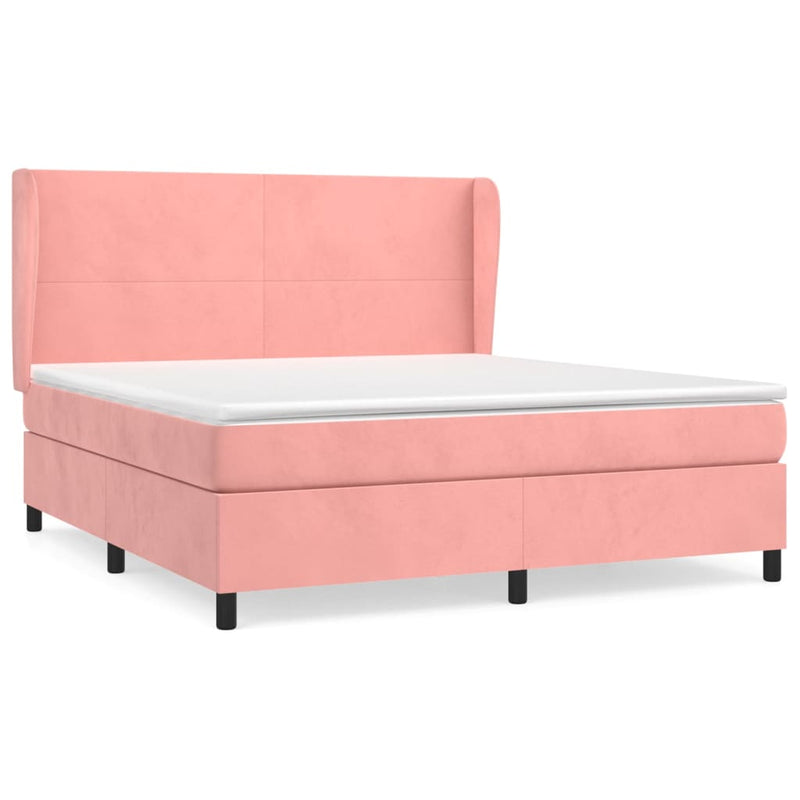Boxspring met matras fluweel roze 180x200 cm