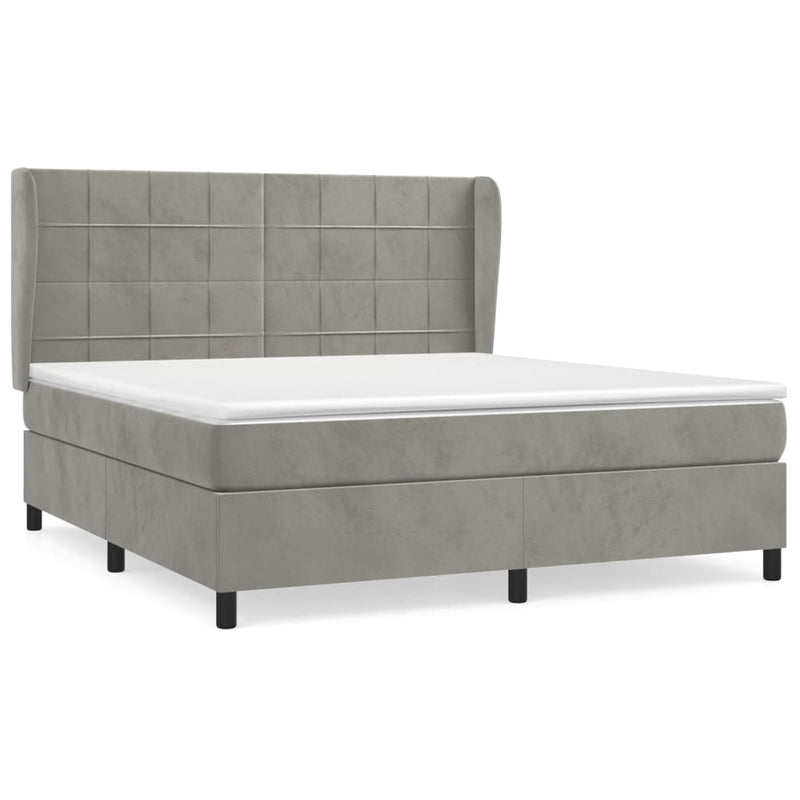 Boxspring met matras fluweel lichtgrijs 180x200 cm