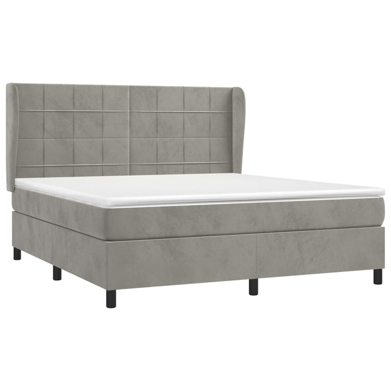Boxspring met matras fluweel lichtgrijs 180x200 cm