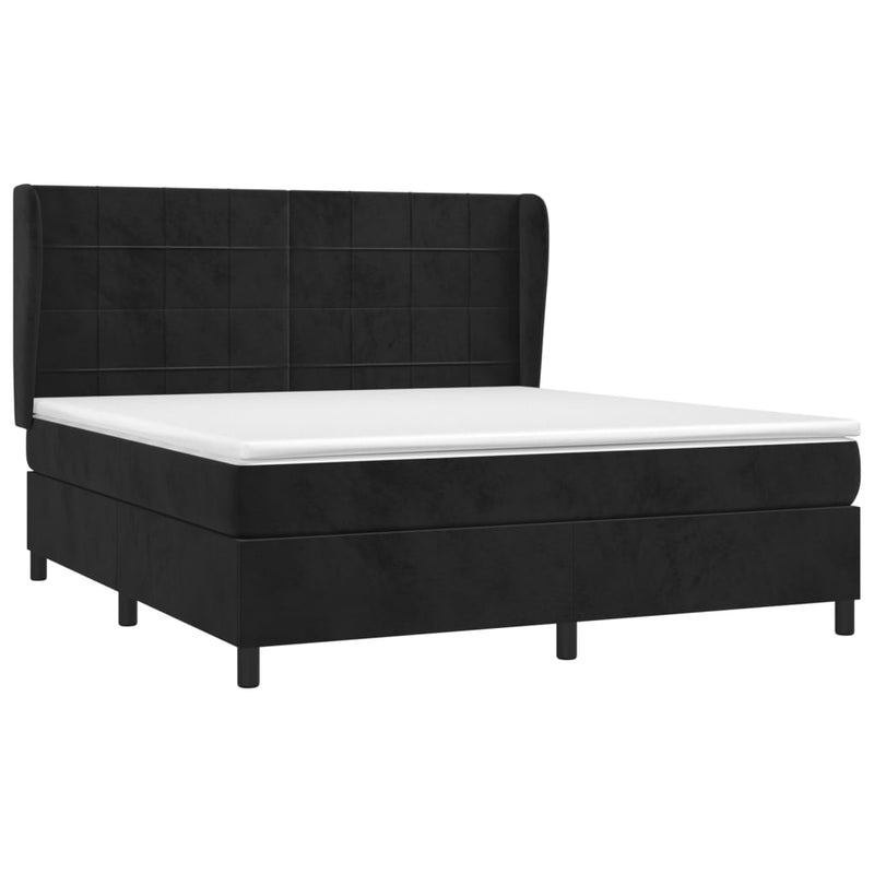Boxspring met matras fluweel zwart 180x200 cm