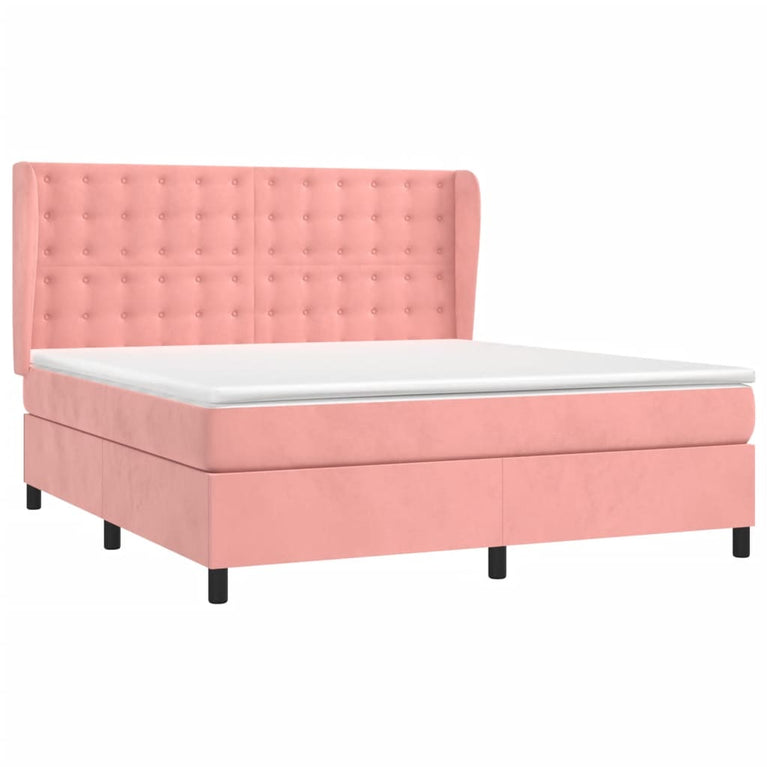 Boxspring met matras fluweel roze 180x200 cm
